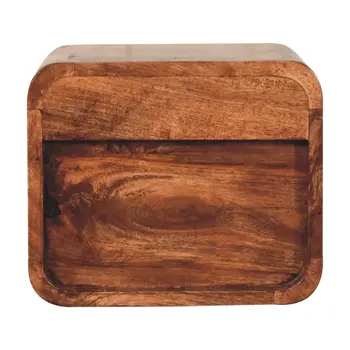 10" Beige Solid Wood Square One Drawer Nightstand