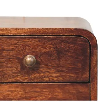 10" Brown Solid Wood Square Two Drawer Nightstand