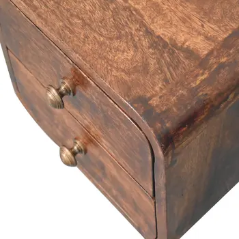 10" Brown Solid Wood Square Two Drawer Nightstand