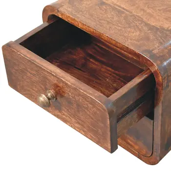 10" Brown Solid Wood Square Two Drawer Nightstand