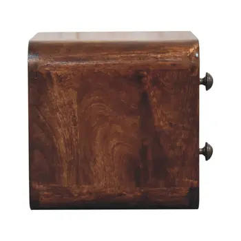 10" Brown Solid Wood Square Two Drawer Nightstand