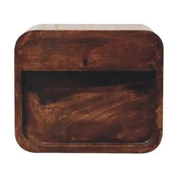 10" Brown Solid Wood Square Two Drawer Nightstand