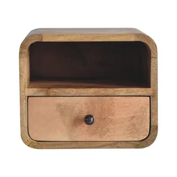12" Oak Solid Wood One Drawer Floating Nightstand