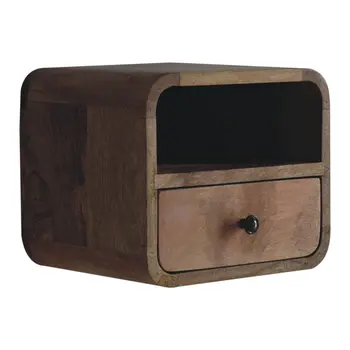 12" Oak Solid Wood One Drawer Floating Nightstand