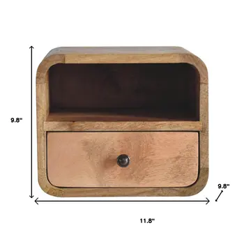 12" Oak Solid Wood One Drawer Floating Nightstand