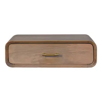 20" Brown Solid Wood One Drawer Floating Nightstand