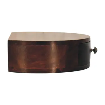 4" Brown Solid Wood Round One Drawer Nightstand