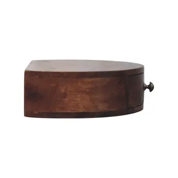 4" Brown Solid Wood Round One Drawer Nightstand