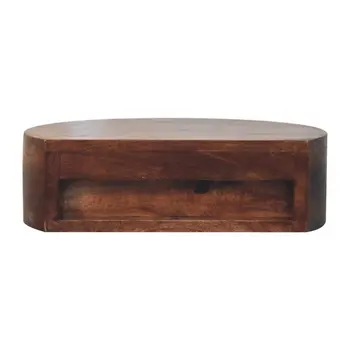 4" Brown Solid Wood Round One Drawer Nightstand