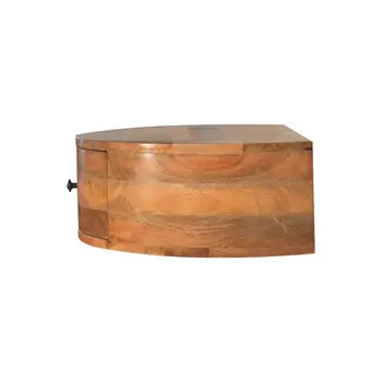 22" Brown Solid Wood Round One Drawer Floating Nightstand