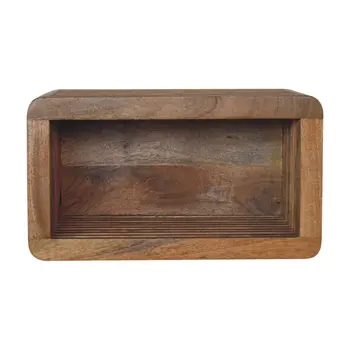 18" Brown Solid Wood Carved Geometric Floating Nightstand