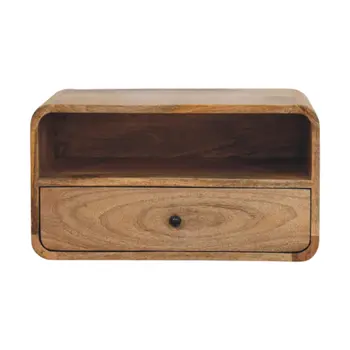 22" Oak Solid Wood One Drawer Floating Nightstand