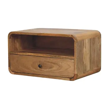 22" Oak Solid Wood One Drawer Floating Nightstand