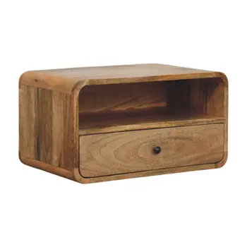 22" Oak Solid Wood One Drawer Floating Nightstand