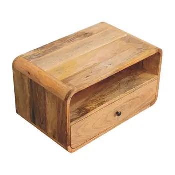 22" Oak Solid Wood One Drawer Floating Nightstand
