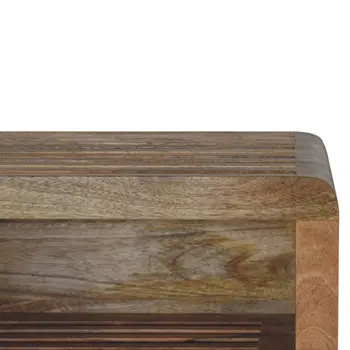 18" Brown Solid Wood Carved Geometric Floating Nightstand