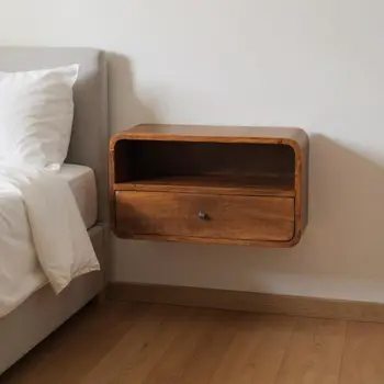22" Chestnut Solid Wood One Drawer Floating Nightstand