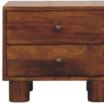 15" Chestnut Solid Wood Square Two Drawer Nightstand