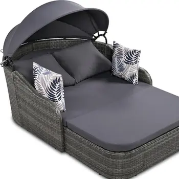 80" Gray Metal Outdoor Papasan Chair with Gray Cushion