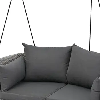 44" Gray Metal Outdoor Swing Chair with Gray Cushion
