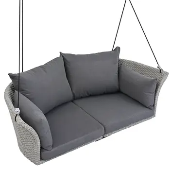 44" Gray Metal Outdoor Swing Chair with Gray Cushion