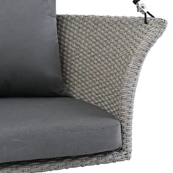 44" Gray Metal Outdoor Swing Chair with Gray Cushion