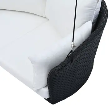 44" White Metal Outdoor Swing Chair with White Cushion