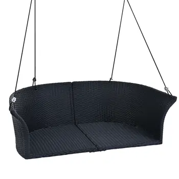 44" White Metal Outdoor Swing Chair with White Cushion