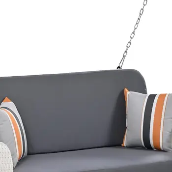 49" Gray Metal Outdoor Swing Chair with Gray Cushion
