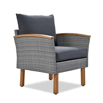 Nine Piece Gray Wicker Upholstered Cushions Sectional Seating Group With Table