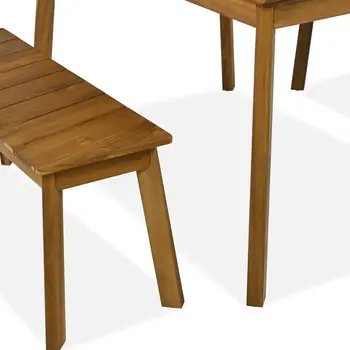 Three Piece Natural Solid Manufactured Wood Outdoor Patio Set With Table
