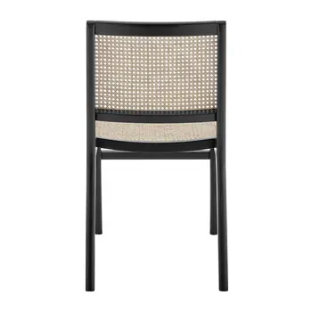 Natural and Black Solid Wood Partially Open Back Dining Side Chair
