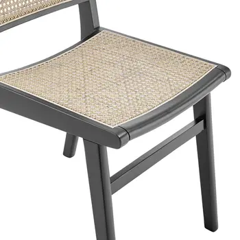 Natural and Black Solid Wood Partially Open Back Dining Side Chair