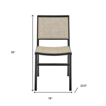 Natural and Black Solid Wood Partially Open Back Dining Side Chair