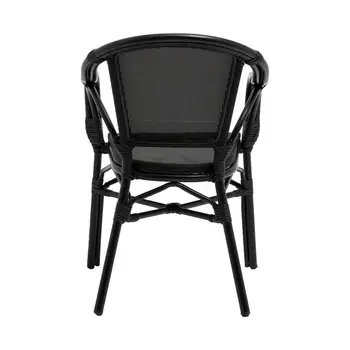 Set of Two Black Upholstery Partially Open Back Dining Arm Chairs