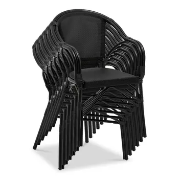 Set of Two Black Upholstery Partially Open Back Dining Arm Chairs