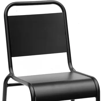Set of Two Black Aluminum Dining Side Chairs