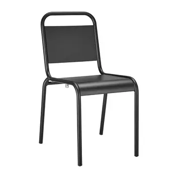 Set of Two Black Aluminum Dining Side Chairs