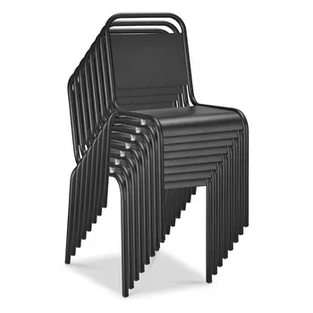 Set of Two Black Aluminum Dining Side Chairs