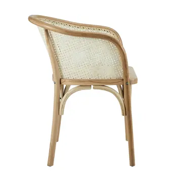 Natural Rattan Curved Back Dining Arm Chair