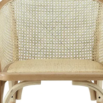 Natural Rattan Curved Back Dining Arm Chair