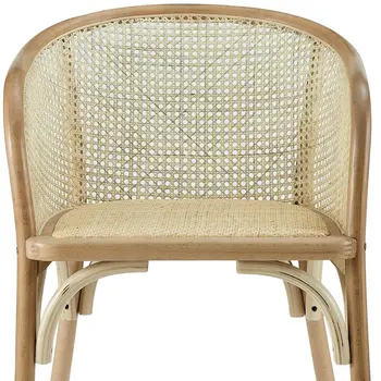 Natural Rattan Curved Back Dining Arm Chair