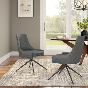Gray and Black Upholstered Fabric Dining Side Chair