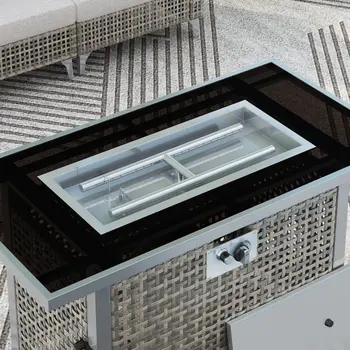 60000 BTU 45" Gray Stainless steel Propane Rectangular Fire pit table With Cover