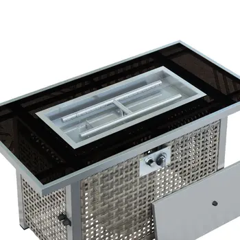 60000 BTU 45" Gray Stainless steel Propane Rectangular Fire pit table With Cover