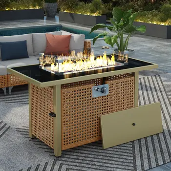 60000 BTU 45" Natural Stainless steel Propane Rectangular Fire pit table With Cover