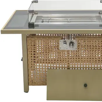60000 BTU 45" Natural Stainless steel Propane Rectangular Fire pit table With Cover