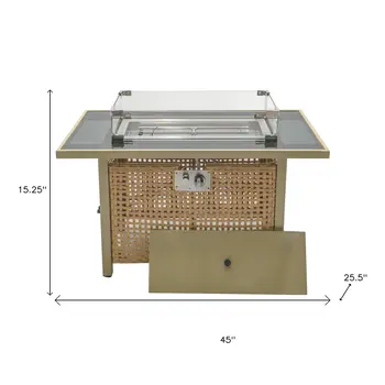 60000 BTU 45" Natural Stainless steel Propane Rectangular Fire pit table With Cover