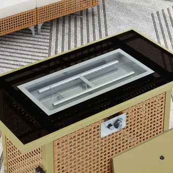 60000 BTU 45" Natural Stainless steel Propane Rectangular Fire pit table With Cover