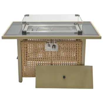 60000 BTU 45" Natural Stainless steel Propane Rectangular Fire pit table With Cover